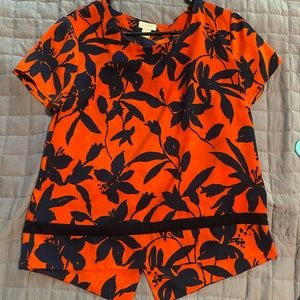 JCREW, floral short sleeve stop, small